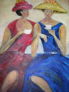 "Min väninna o jag", min målning efter en bild från min syster